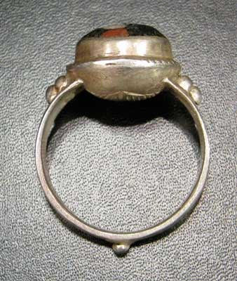 Glass Mosaic Face Set in Silver Ring