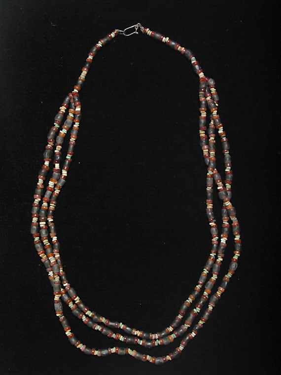 Carnelian, Brown Quartz, and Faience Bead Necklace, 3300 BCE - 1300 BCE