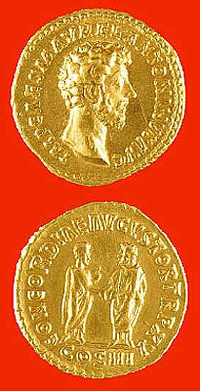 Gold Aureus of Emperor Marcus Aurelius, 161 CE - 180 CE