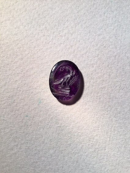 Roman Amethyst Intaglio depicting an eagle, 100 CE - 300 CE