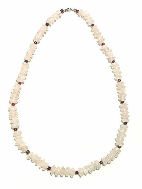 Rose Quartz Bead and Garnet Bead Necklace
