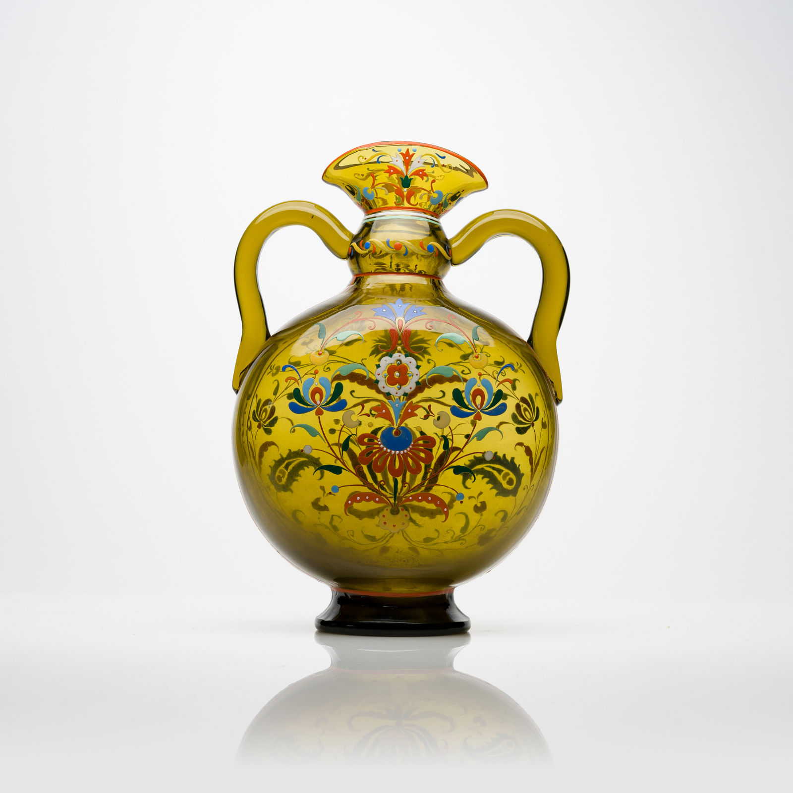 Two Handled Moser Glass Vase, 19th Century