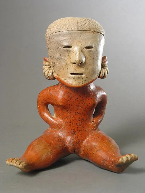 Chinesco Style (Type D) Nayarit Terracotta Sculpture of a Seated Woman, 300 BCE - 300 CE