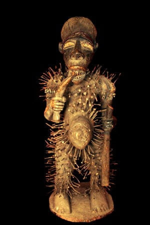 Kongo Wooden Nkisi Nkondi Fetish Sculpture, 20th Century CE