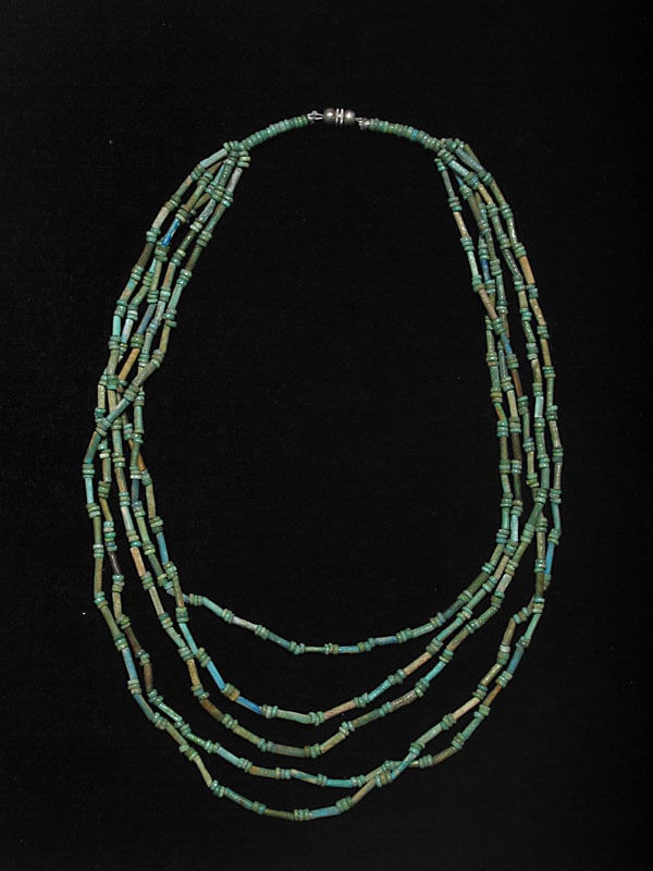 Five Strand Egyptian Faience Bead Necklace, 1900 BCE - 1100 BCE
