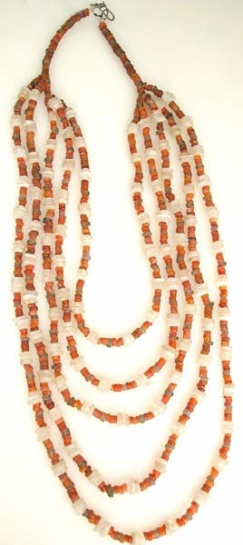 Carnelian, Rock Crystal and Brown Quartz Necklace, 3300 BCE - 2300 BCE