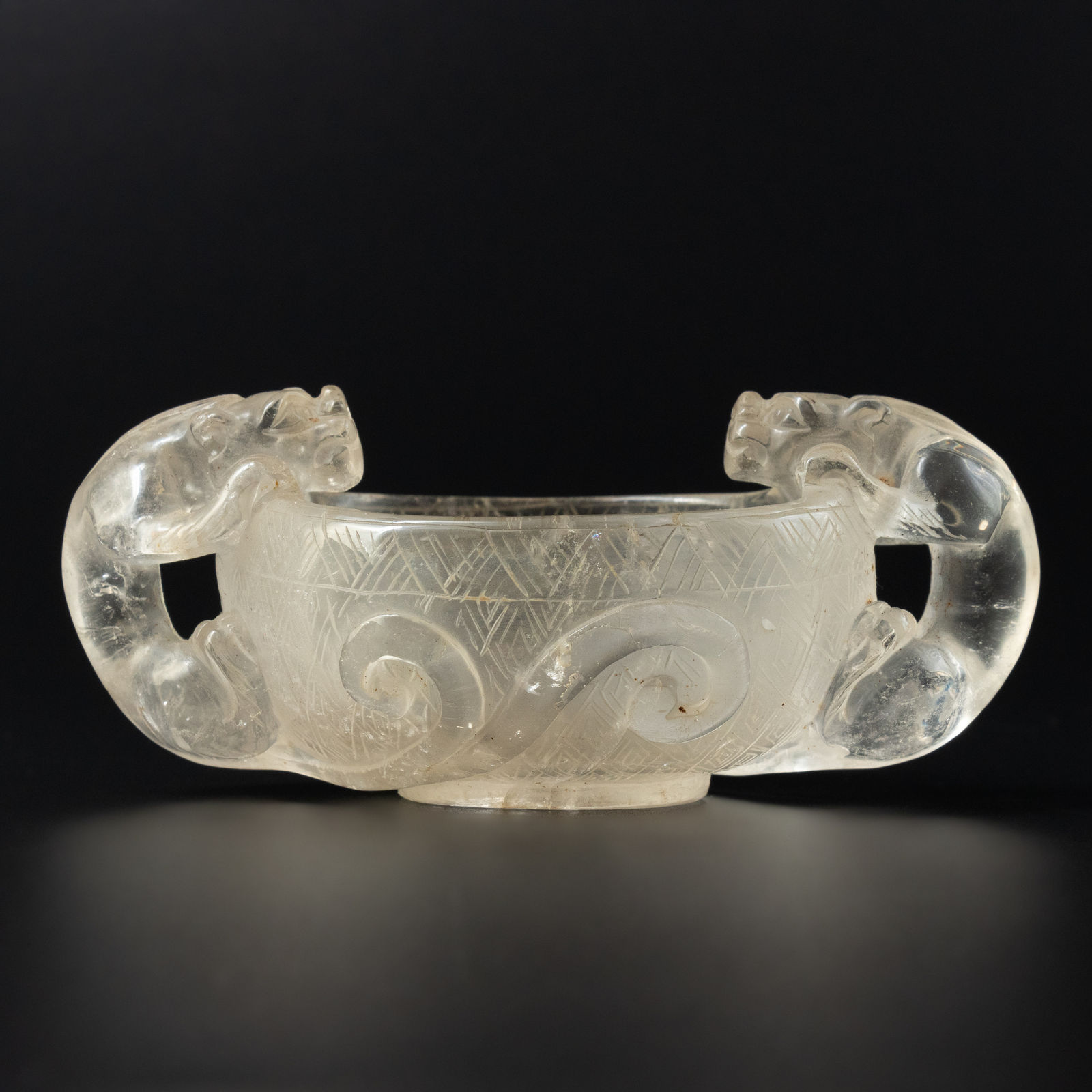 Rock Crystal Libation Cup with Mythological Beasts, 1644-1912 CE