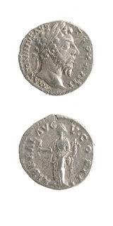 Silver Denarius of Emperor Marcus Aurelius, 161 CE - 180 CE