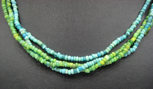 Green and Turquoise Glass Bead Necklace, 100 CE - 1200 CE