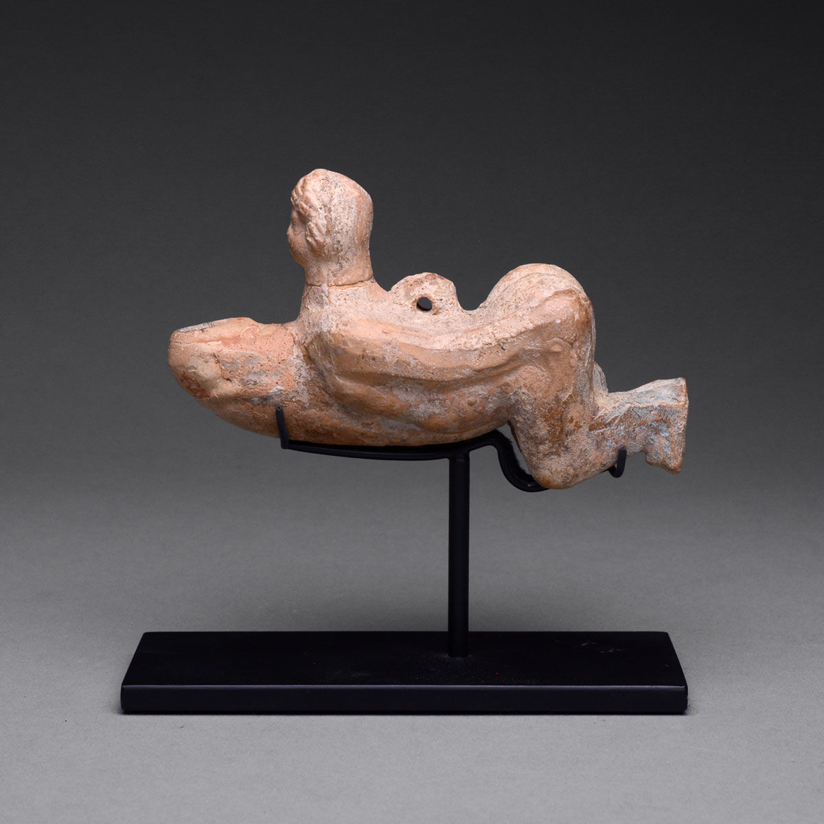 Roman Oil Lamp in the Form of an Ithyphallic Man, 1st Century CE - 3rd Century CE