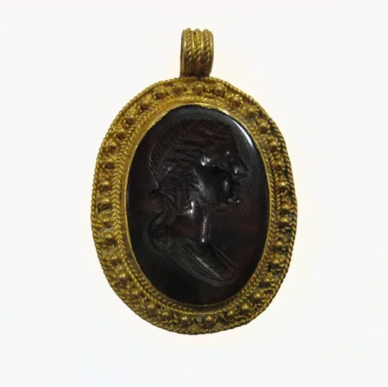 Intaglio Set in a Gold Pendant