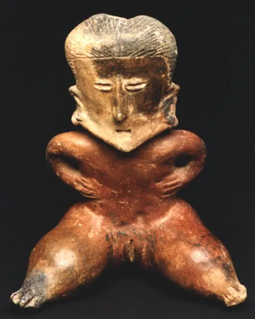 Chinesco Style (Type D) Nayarit Terracotta Sculpture of a Seated Woman, 300 BCE - 300 CE