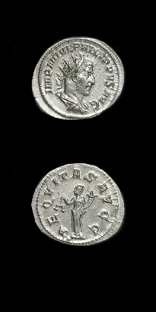 Silver Antoninianus of Emperor Philip I the Arab, 244 CE - 249 CE