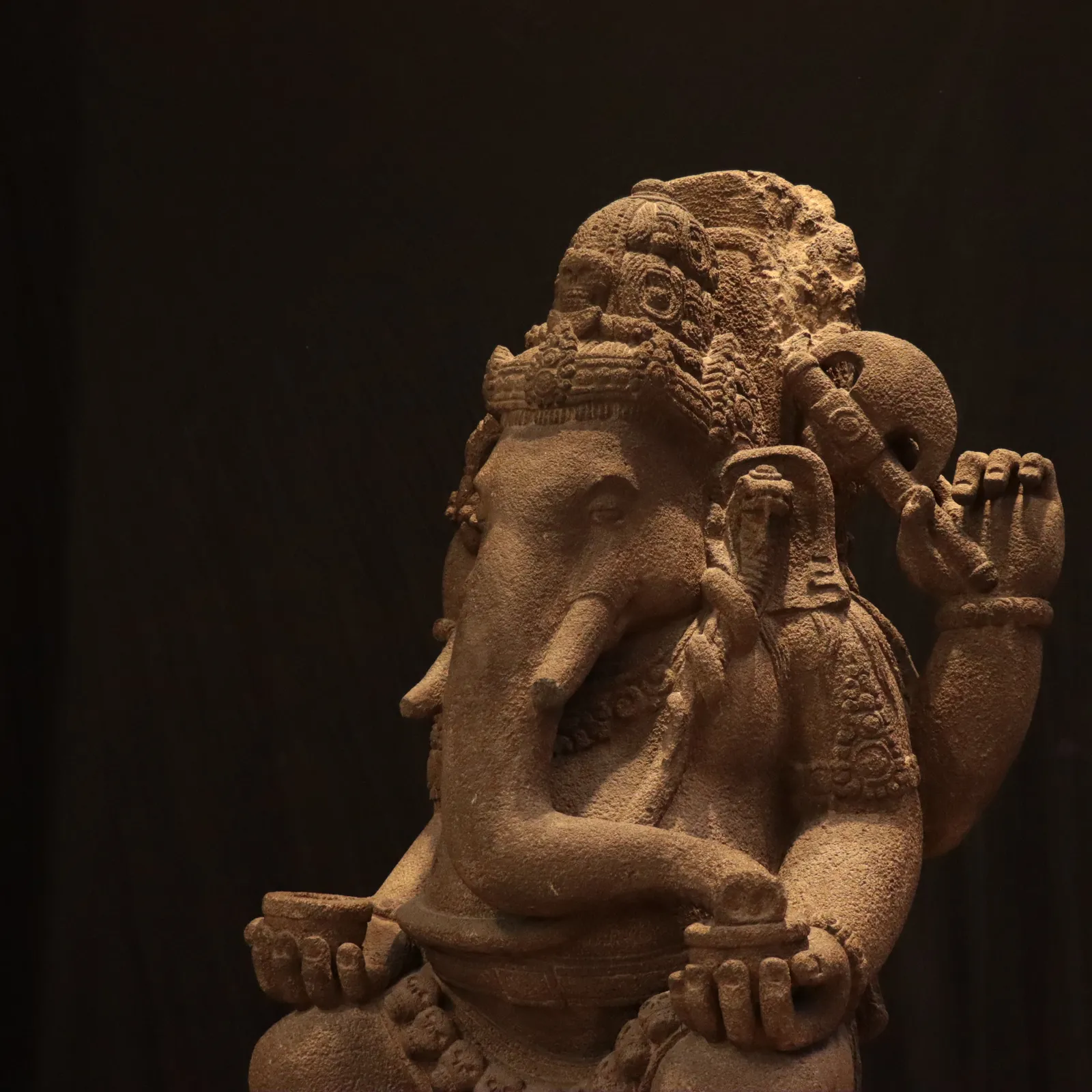 Indonesian Volcanic Andesite Sculpture of Ganesh, 16th Century CE - 19th Century CE