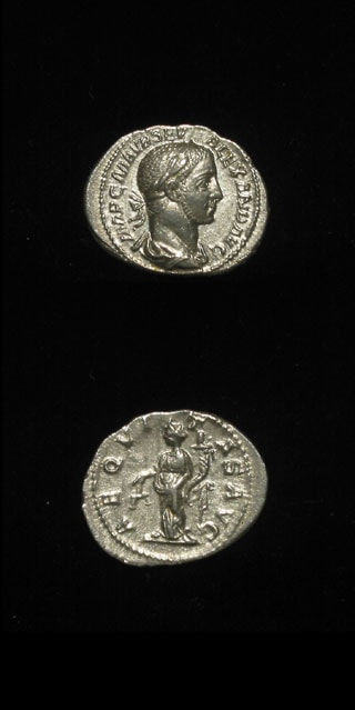 Silver Denarius of Emperor Severus Alexander, 222 CE - 228 CE