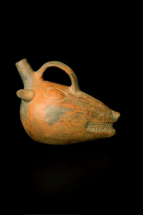Moche Terracotta Vessel in the Form of a Deer Head, 100 CE - 500 CE
