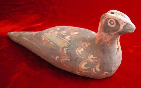 Western Han Painted Terracotta Sculpture of a Bird, 206 BCE - 9 CE