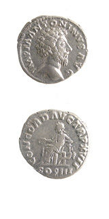 Silver Denarius of Emperor Marcus Aurelius, 161 CE - 180 CE