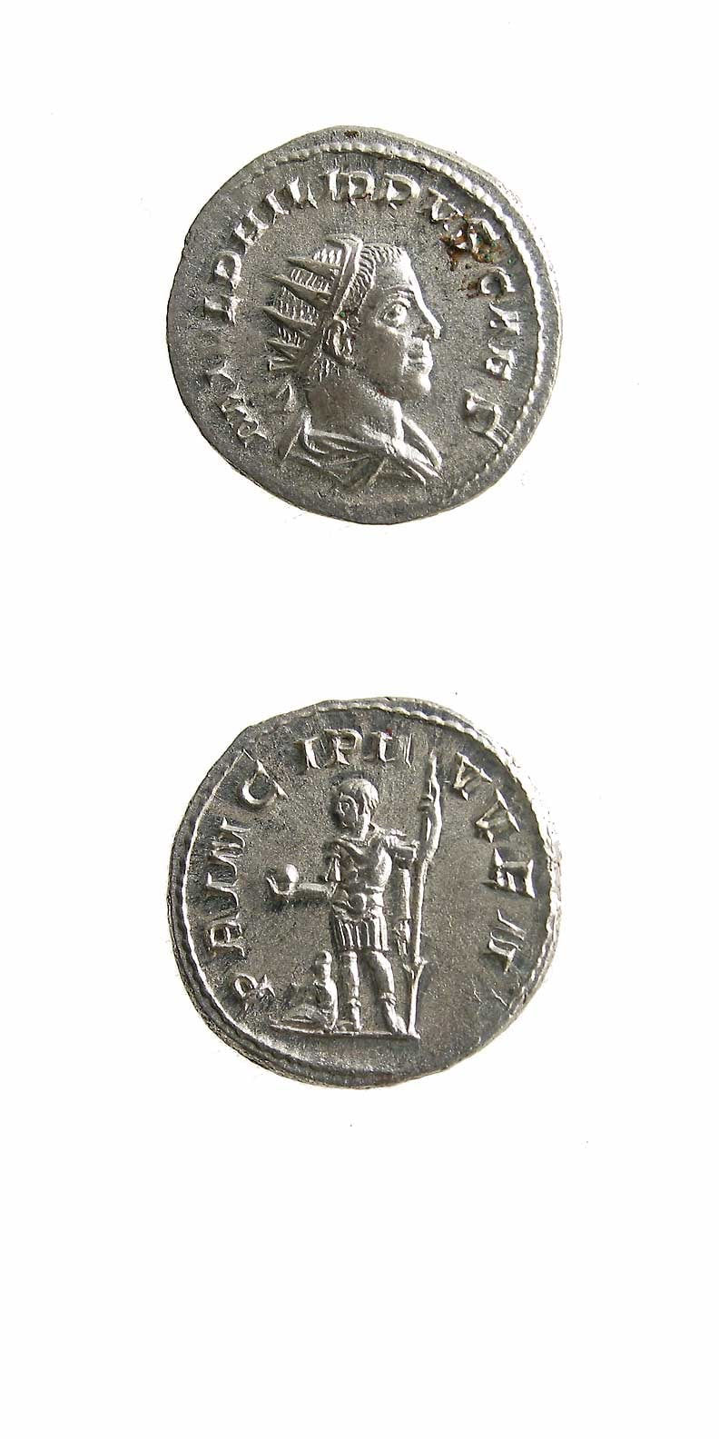 Silver Antoninianus of Phillip II Struck While Caesar, 244 CE - 247 CE