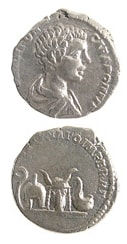 Silver Denarius of Caracalla Struck While Caesar, 196 CE - 198 CE