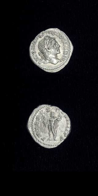 Silver Denarius of Emperor Caracalla, 213 CE - 217 CE