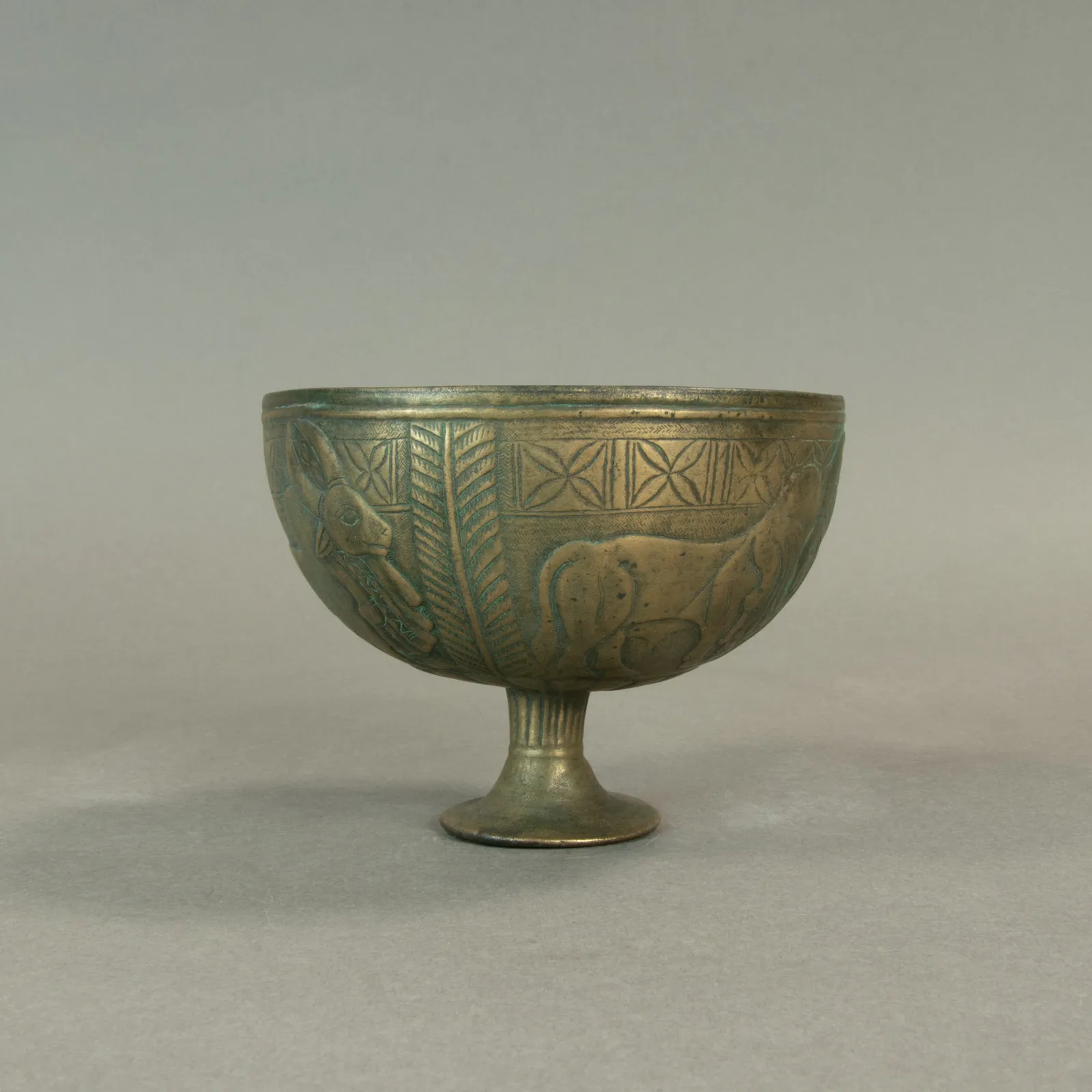 Elamite Stemmed Drinking Cup with Four Bulls, 2000 BC - 1700 BC