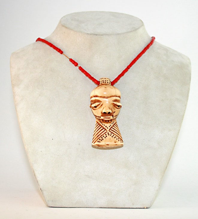 Pende Ivory Ikhoko Mask Pendant, 19th Century CE - 20th Century CE