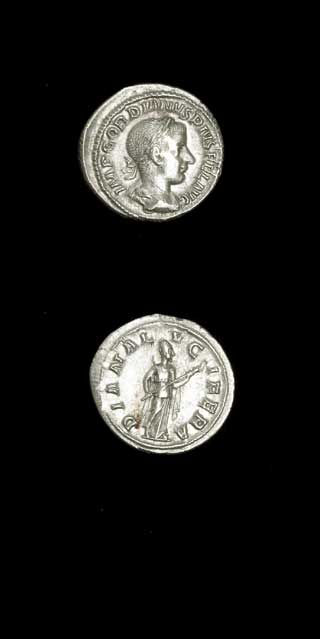 Silver Denarius of Emperor Gordian III, 240 CE - 244 CE