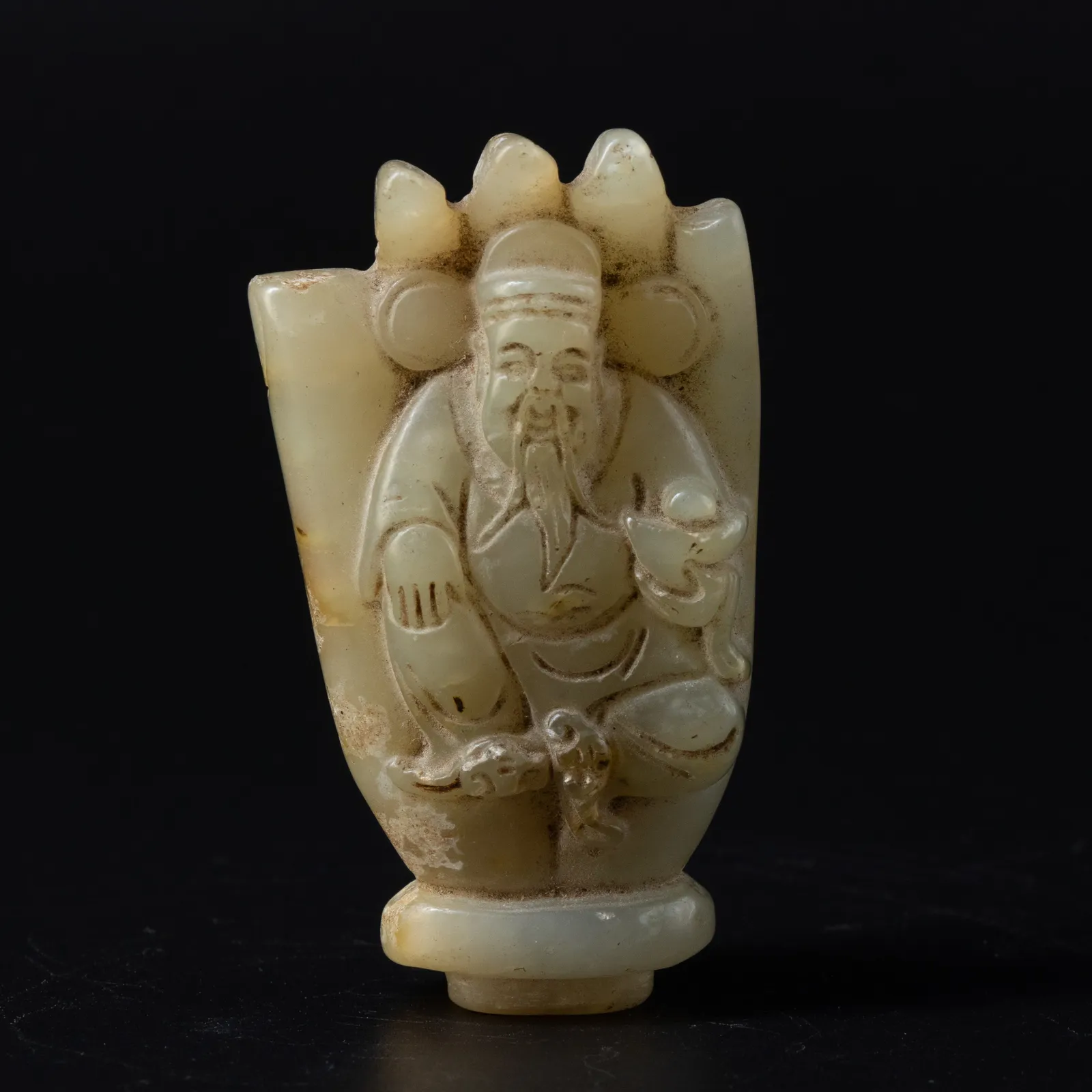 Celadon Jade Figure of Shoulao , 1644-1912 CE