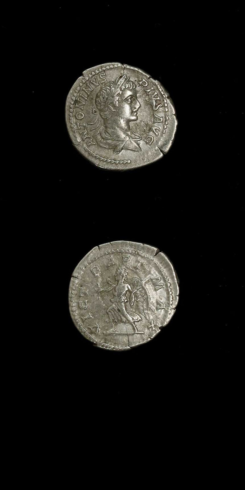 Silver Denarius of Emperor Caracalla, 200 CE - 210 CE