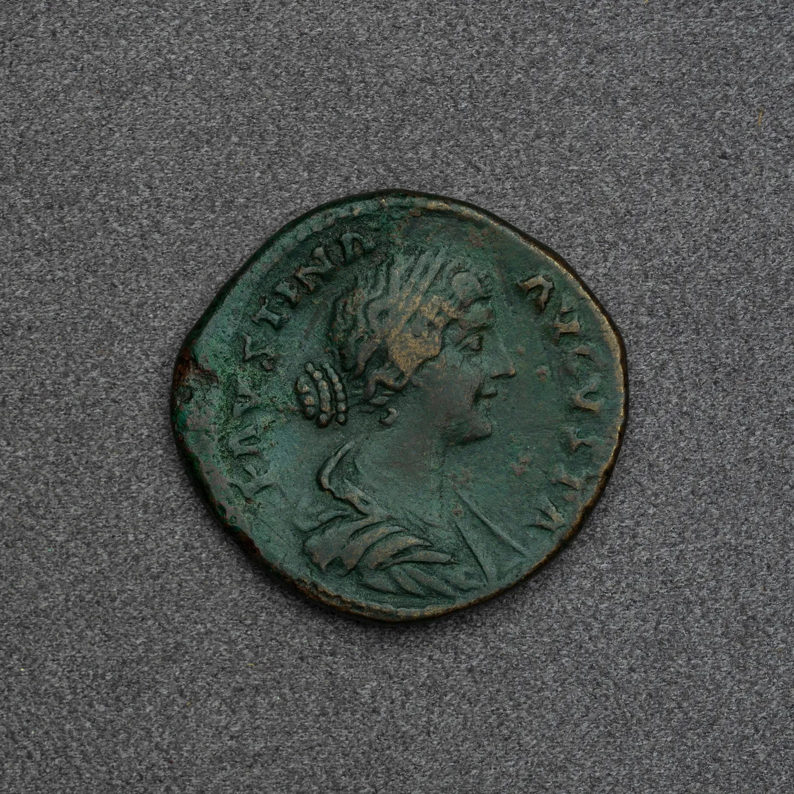 Bronze Coin (Sestertius) of Empress Faustina the Younger, 161 CE - 175 CE