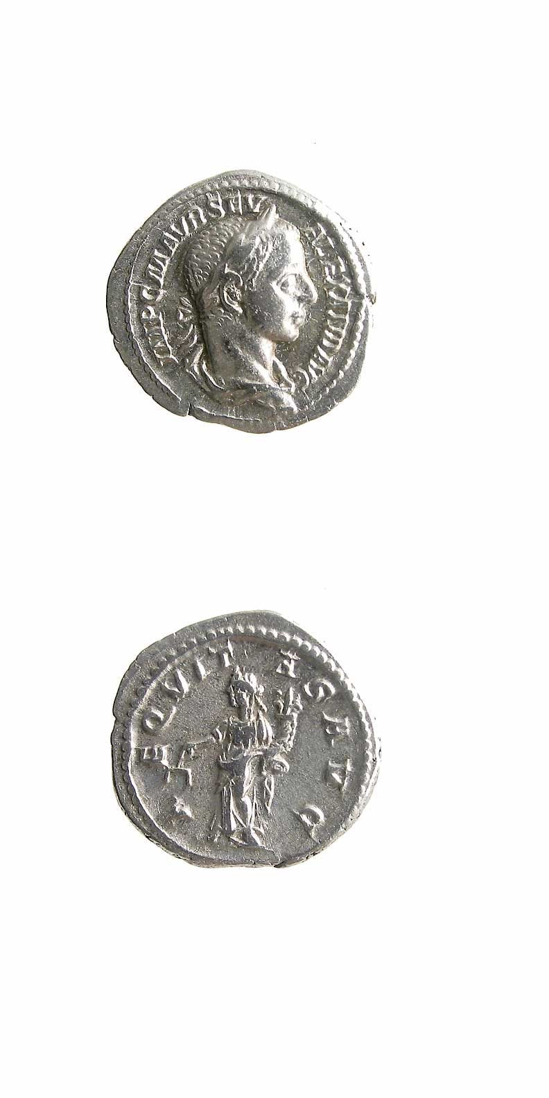 Silver Denarius of Emperor Severus Alexander, 222 CE - 238 CE