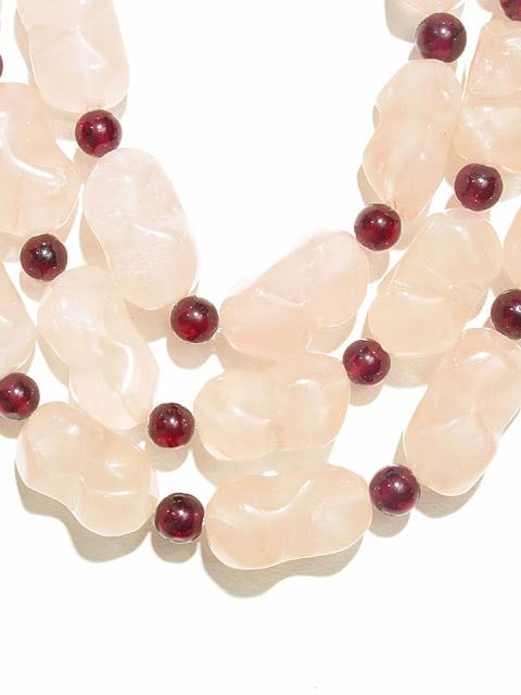 Rose Quartz And Garnet Bead Necklace
