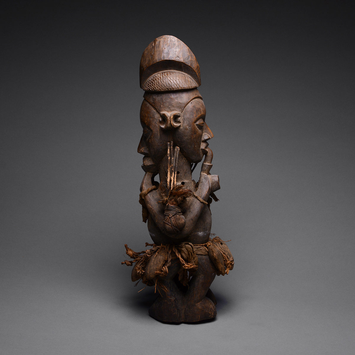 Yaka Wooden Janiform Sculpture, 20th Century CE