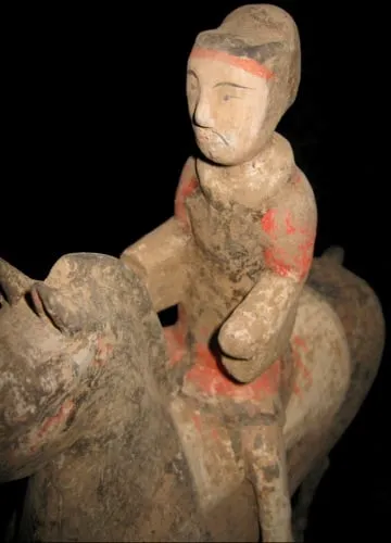 Han Polychrome Horse and Rider, 206 BCE - 220 CE