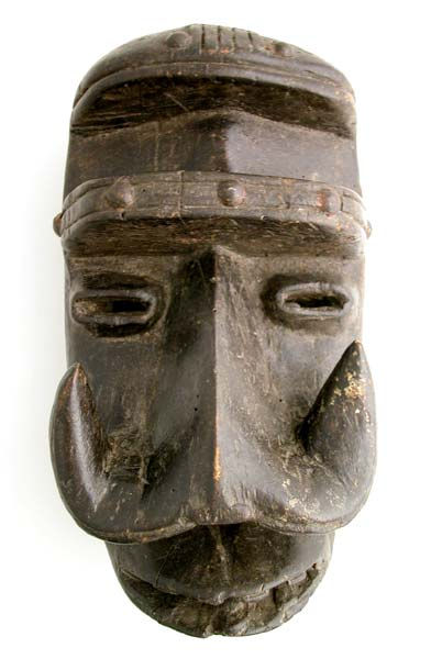 Bete Wooden Face Mask with Metal Tacks, 20th Century CE