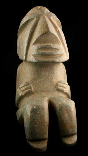 Mezcala Stone Sculpture of a Seated Man, 300 BCE - 300 CE