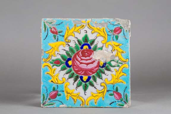 Glazed Islamic tile with floral decoration