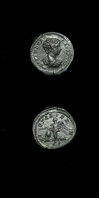 Silver Denarius of Geta Struck While Caesar, 199 CE - 202 CE