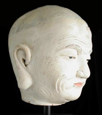 Yuan Painted Terracotta Head of a Lohan, 1264 CE - 1368 CE