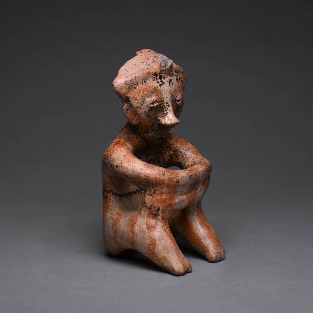 Chinesco Style (Type C) Nayarit Sculpture of a Seated Man, 300 BCE - 300 CE