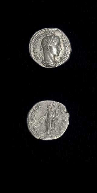 Silver Denarius of Emperor Severus Alexander, 222 CE - 228 CE