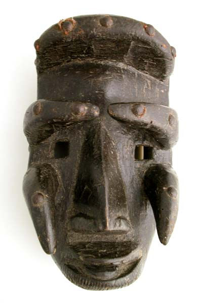 Bete Wooden Face Mask with Metal Tacks, 20th Century CE