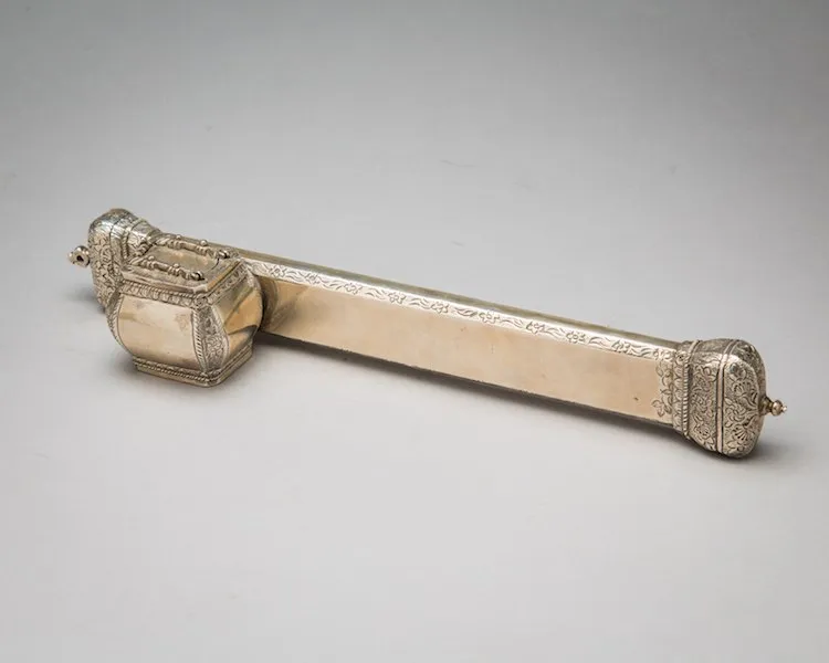 Ottoman period silver travelling inkwell