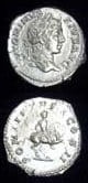 Silver Denarius of Emperor Caracalla, 200 CE - 210 CE