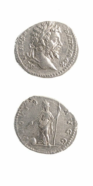 Silver Denarius of Emperor Septimius Severus, 198 CE - 211 CE