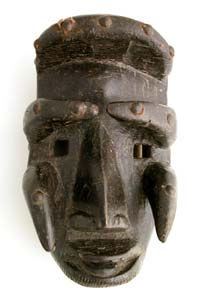Bete Wooden Face Mask with Metal Tacks, 20th Century CE
