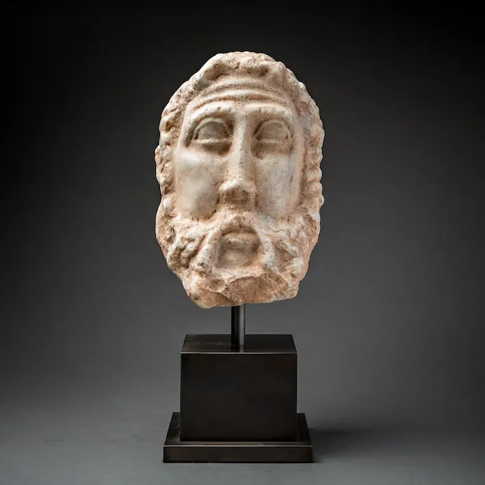 Roman Period Marble Head of Elijah, 2nd Century CE - 4th Century CE