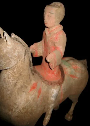 Han Polychrome Horse and Rider, 206 BCE - 220 CE