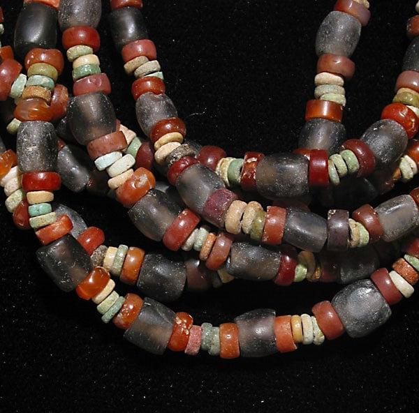 Carnelian, Brown Quartz, and Faience Bead Necklace, 3300 BCE - 1300 BCE